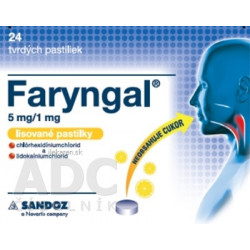 Faryngal 5 mg/1 mg lisované pastilky